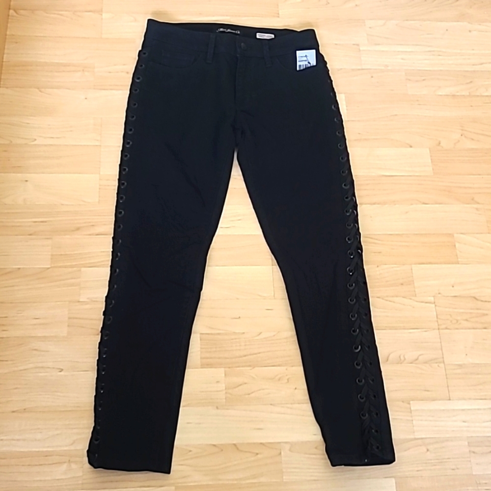 Mavi Womens Adriana Ankle Mid Rise Super Skinny Lace up Sexy Black Jeans Size 27